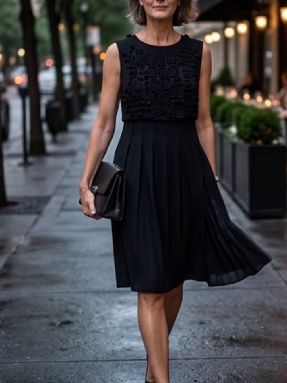 New Yves Saint Laurent Black Silk Dress. Made In France.
